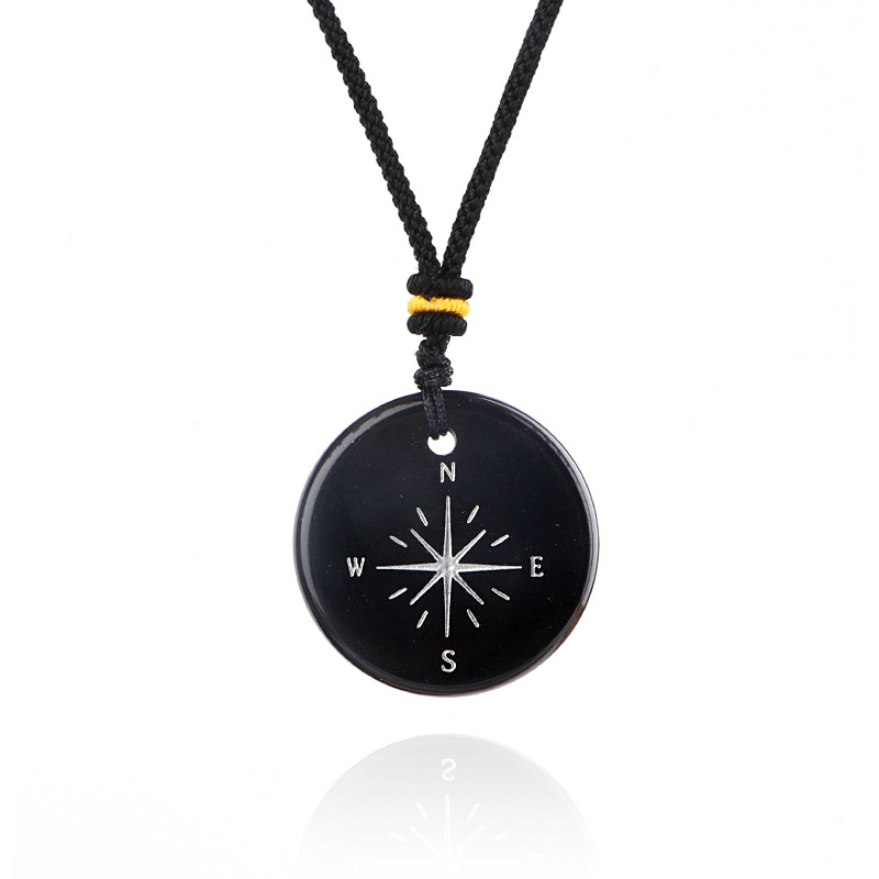 Natural Stone Viking Compass Pendant Necklace, Vegvisir Gift